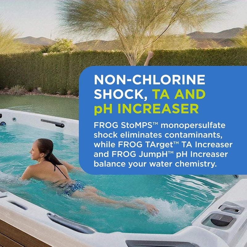 Frog StoMPS Non-Chlorine Shock Oxidizer & JumpH pH and Target Total Alkalinity Increaser for Hot Tubs and Swim Spas - 2 lb Bottles with TruDose Measuring Caps for Easy Maintenance & Balancing - Image 5